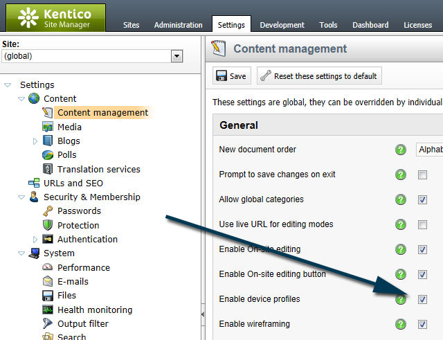 Device filter settings Device filter settings