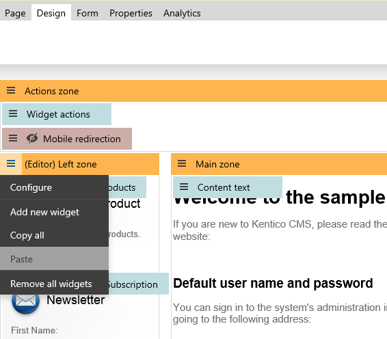 Copy widgets