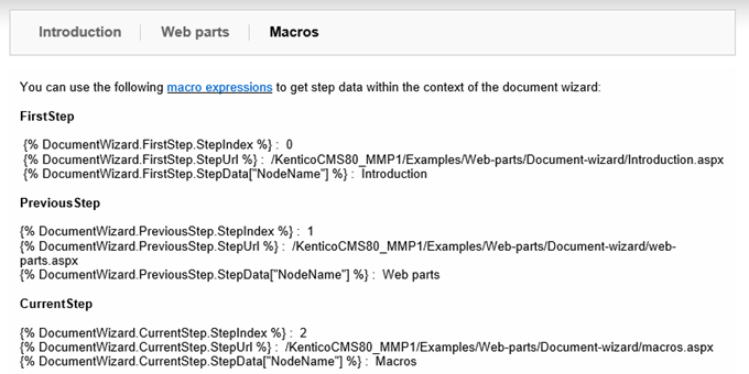 Document wizard macros