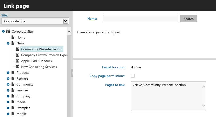 Link an existing page