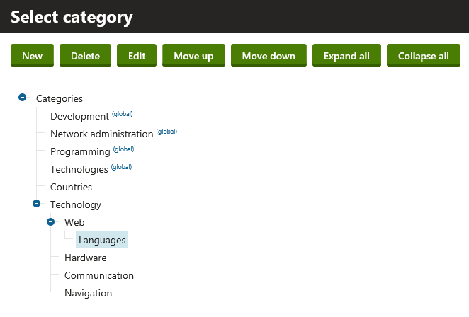 Select category