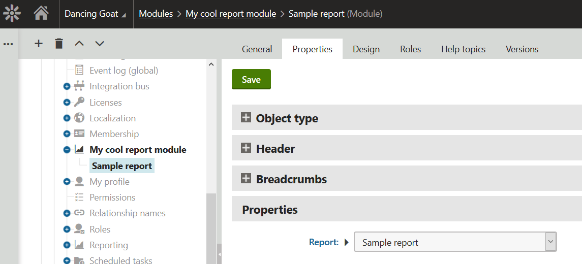 UI template properties