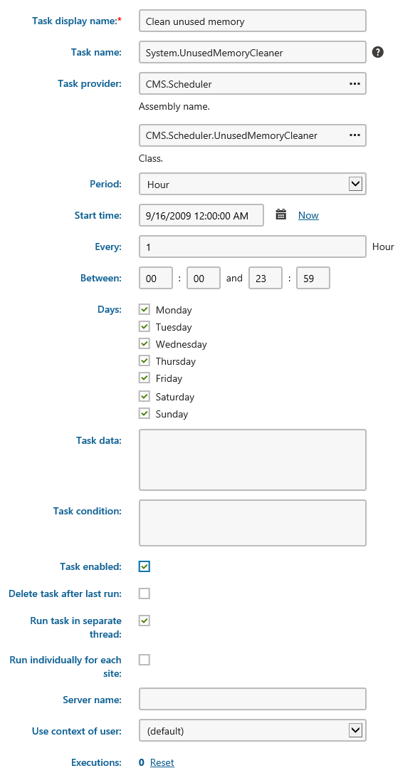 Clean unused memory task