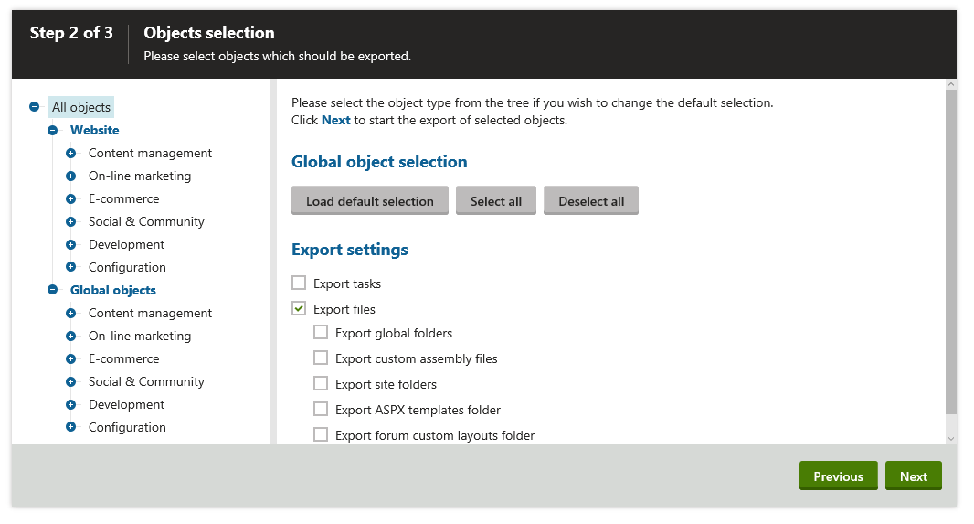 Specify the correct export settings