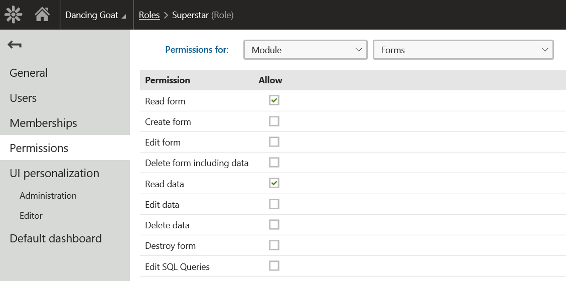 Setup permissions