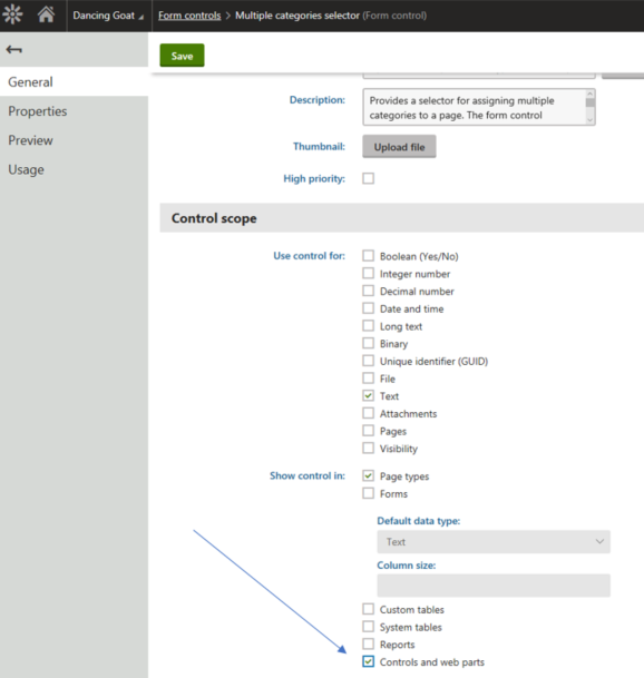 Enable form control to be used in web parts